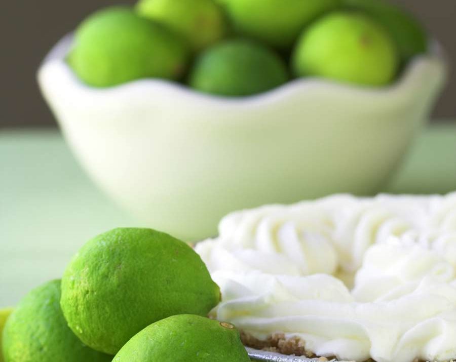 Lime Ice Cream pie with limes