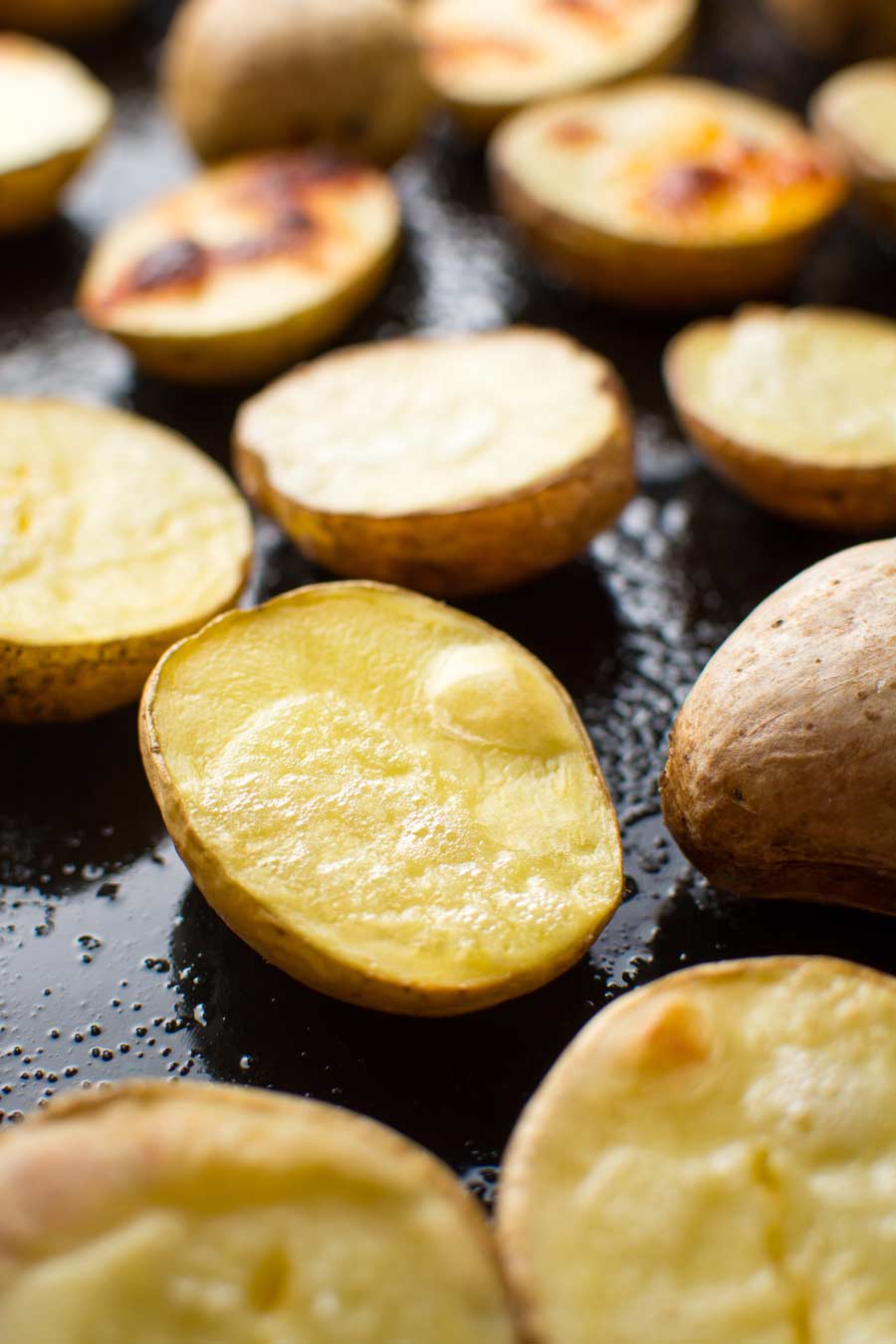Baked potatoes out of the oven