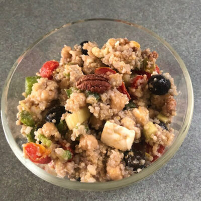 Quinoa Salad in a glass bowl