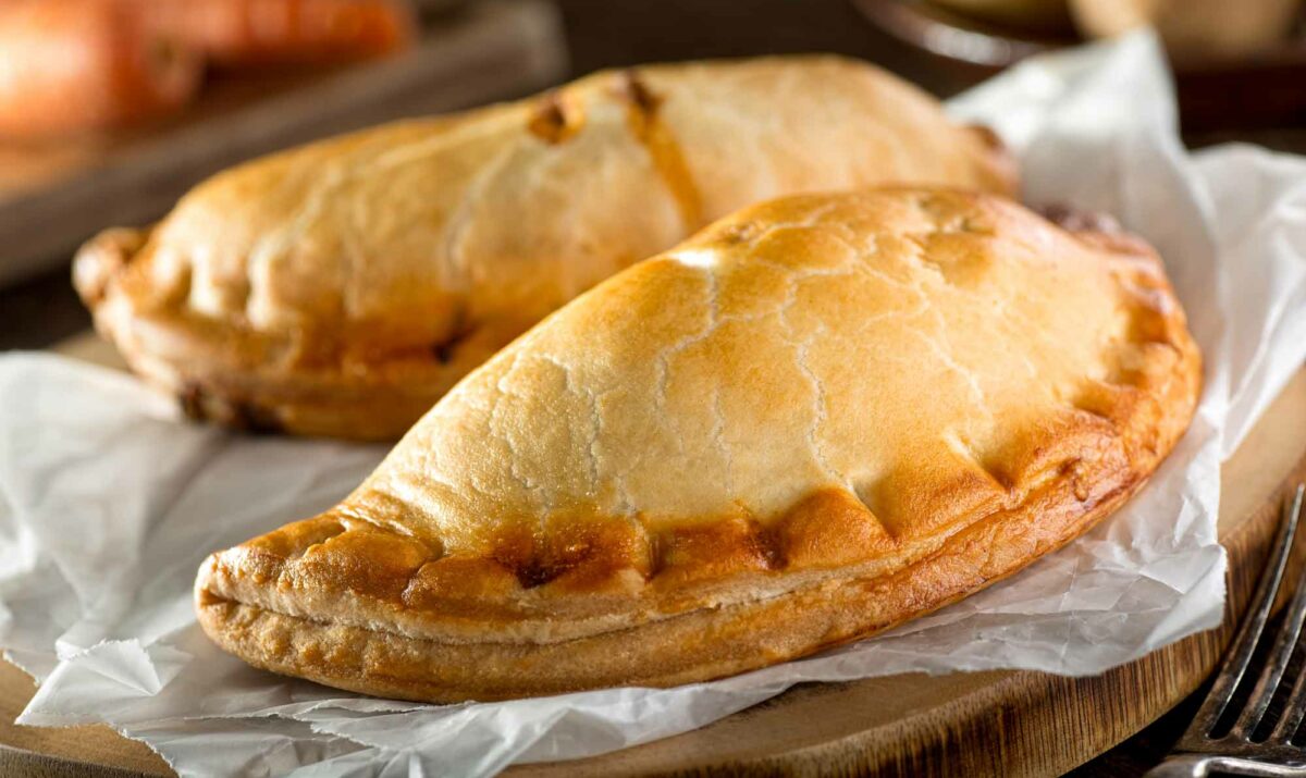 2 pasties on top of parchment paper